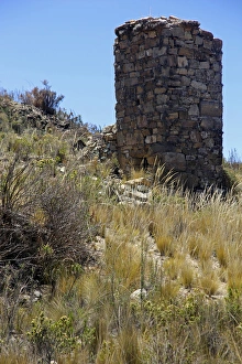 South America, Bolivia, Kala Uta Island. Chullpa, or funerary tower, of Lake Titicaca South America, Bolivia, Kala Uta Island. Chullpa, or funerary tower, of Lake Titicaca