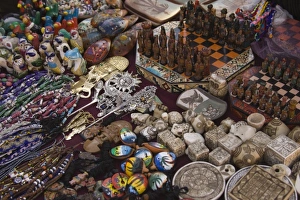 Souvenirs displayed in market, Raqchi (near Cuzco), Peru Souvenirs displayed in market, Raqchi (near Cuzco), Peru