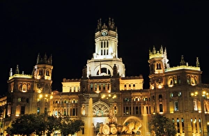 Spain, Madrid, Palacio de Comunicaciones by night Spain, Madrid, Palacio de Comunicaciones by night
