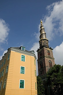 Spire of Vor Frelsers Kirke (Our Saviors Church), Copenhagen, Denmark Spire of Vor Frelsers Kirke (Our Saviors Church), Copenhagen, Denmark