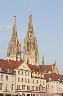 Spires of St. Peters Catherdral in Regensburg, Germany Spires of St. Peters Catherdral in Regensburg, Germany