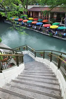 Stairway leading to River Walk and San Antonio River, San Antonio, Texas Stairway leading to River Walk and San Antonio River, San Antonio, Texas