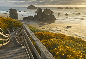 A stairway leads to the beach in Bandon, Oregon A stairway leads to the beach in Bandon, Oregon