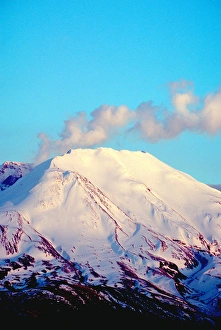 Steam erupts from Mt. St. Helens at dusk, April 19, 2005 Steam erupts from Mt. St. Helens at dusk, April 19, 2005