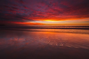 Sunset over the Channel Islands from Ventura State Beach, Ventura, California USA Sunset over the Channel Islands from Ventura State Beach, Ventura, California USA