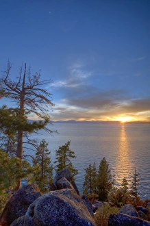 Sunset at Logan Shoals on the East side of Lake Tahoe, Nevada, USA Sunset at Logan Shoals on the East side of Lake Tahoe, Nevada, USA