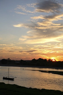 Sunset over River Loire. Loire Valley. Amboise. France Sunset over River Loire. Loire Valley. Amboise. France