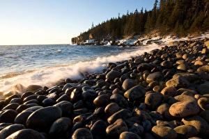 Surf washes over the cobblestones in Monument Cove in Maines Acadia National Park Surf washes over the cobblestones in Monument Cove in Maines Acadia National Park