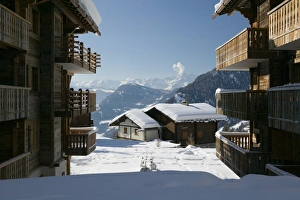 SWITZERLAND-Wallis/Valais-VERBIER:Ski Resort / Winter Ski Chalets / Daytime SWITZERLAND-Wallis/Valais-VERBIER:Ski Resort / Winter Ski Chalets / Daytime