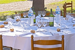 A table set for lunch in the garden a sunny autumn day - Chateau Pey la Tour, previously A table set for lunch in the garden a sunny autumn day - Chateau Pey la Tour, previously