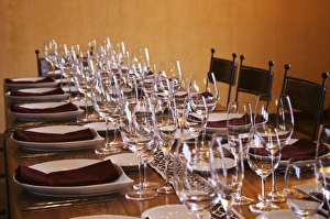 table set for lunch with plenty of wine tasting glasses Bodega Del Anelo Winery table set for lunch with plenty of wine tasting glasses Bodega Del Anelo Winery