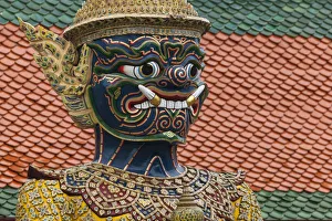 Thailand, Bangkok, Grand Palace. Detail of a large statue Thailand, Bangkok, Grand Palace. Detail of a large statue
