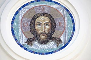Tile mosaic portrait of Jesus Christ at Church of the Archangel Michael, Sochi, Russia Tile mosaic portrait of Jesus Christ at Church of the Archangel Michael, Sochi, Russia