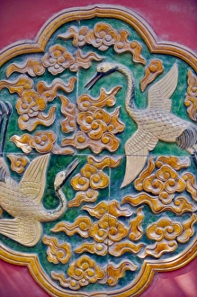 Tile mural of swans and clouds in Forbidden City; Beijing; China, Asia Tile mural of swans and clouds in Forbidden City; Beijing; China, Asia