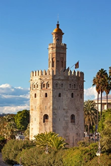 Torre del Oro Old Moorish Military Watchtower Seville Andalusia Spain. Built in the 1200s Torre del Oro Old Moorish Military Watchtower Seville Andalusia Spain. Built in the 1200s