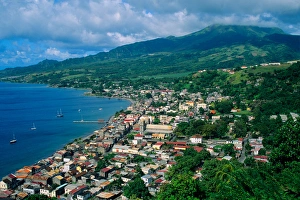 Town of Saint Pierre on the island of Martinique below Mount Pele in the Caribbean Sea Town of Saint Pierre on the island of Martinique below Mount Pele in the Caribbean Sea