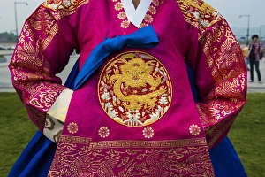 Traditional dressed of a korean woman, Gyeongbokgung palace, Seoul, South Korea Traditional dressed of a korean woman, Gyeongbokgung palace, Seoul, South Korea