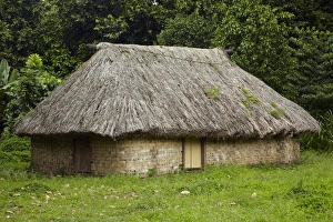 Traditional Fijian house with thatched roof, Coral Coast, Viti Levu, Fiji, South Pacific Traditional Fijian house with thatched roof, Coral Coast, Viti Levu, Fiji, South Pacific