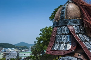 Traditional helmet of a guard at the changing of the guard ceremony, Gongsanseong Traditional helmet of a guard at the changing of the guard ceremony, Gongsanseong