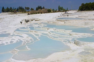 Travertine rocks, ponds, and ancient ruins, Pamukkale (ancient Hierapolis), Turkey Travertine rocks, ponds, and ancient ruins, Pamukkale (ancient Hierapolis), Turkey