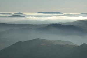 UK - Wales - Snowdonia - Vew over foggy valleys from Goch, Mt Snowdon horseshoe loop MR UK - Wales - Snowdonia - Vew over foggy valleys from Goch, Mt Snowdon horseshoe loop MR