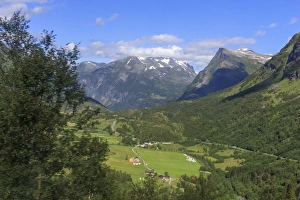 UNSCO World Heritage Site. Mountainside homes. Geiranger. Norway UNSCO World Heritage Site. Mountainside homes. Geiranger. Norway