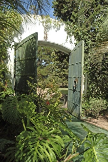 Uruguay, Atlantida, posada Santa Rosa, The gate and the garden Uruguay, Atlantida, posada Santa Rosa, The gate and the garden