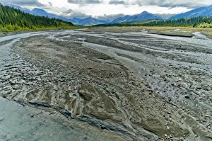 USA, Alaska, Denali, Denali National Park, Gravel bars in the Teklanika River, Denali National Park USA, Alaska, Denali, Denali National Park, Gravel bars in the Teklanika River, Denali National Park