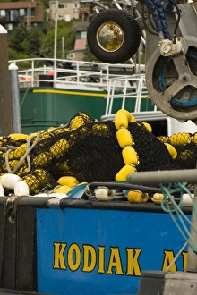 USA, Alaska, Kodiak, Fishing Nets on Boat in St. Paul Harbor USA, Alaska, Kodiak, Fishing Nets on Boat in St. Paul Harbor