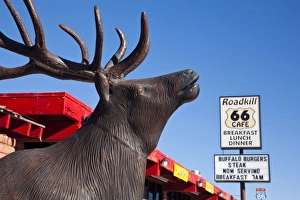 USA, Arizona, Seligman. Rt. 66 Town, Roadkill 66 Cafe sign USA, Arizona, Seligman. Rt. 66 Town, Roadkill 66 Cafe sign