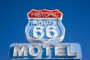 USA, Arizona, Seligman. Rt. 66 Town, Rt. 66 motel sign USA, Arizona, Seligman. Rt. 66 Town, Rt. 66 motel sign