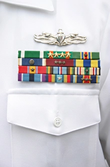 USA, California, Ribbons awards on sailors dress uniform USA, California, Ribbons awards on sailors dress uniform