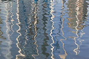 USA, California, San Diego, Seaport Village. Abstract water reflections of sailboats USA, California, San Diego, Seaport Village. Abstract water reflections of sailboats