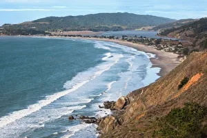 USA, California, San Francisco Bay Area, Marin County, elevated view of Stinson Beach USA, California, San Francisco Bay Area, Marin County, elevated view of Stinson Beach