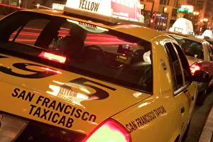 USA, California, San Francisco Union Square Evening San Francisco Taxi USA, California, San Francisco Union Square Evening San Francisco Taxi