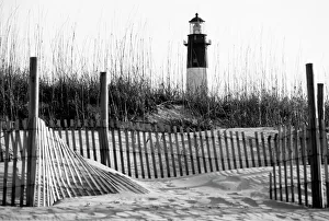 USA, Georgia, Tybee Island, Fences and lighthouse USA, Georgia, Tybee Island, Fences and lighthouse