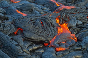 USA, Hawaii, The Big Island, Kilauea. Molten lava hardening USA, Hawaii, The Big Island, Kilauea. Molten lava hardening