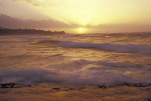 USA, Hawaii, Maui, Oahu, North Shore Sunset, surf from Kulima Point USA, Hawaii, Maui, Oahu, North Shore Sunset, surf from Kulima Point