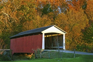 USA, Indiana, Billie Creek Village during the Covered Bridge Festival in fall USA, Indiana, Billie Creek Village during the Covered Bridge Festival in fall