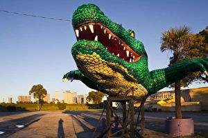 USA, Louisiana, New Orleans. Algiers, big aligator statue, morning USA, Louisiana, New Orleans. Algiers, big aligator statue, morning