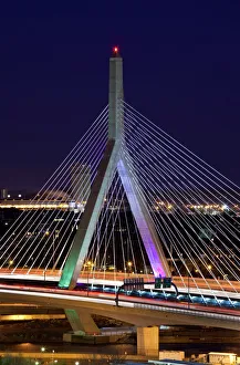 USA, Massachusetts, Boston. Leonard Zakim Bridge, Rt. 93, dusk USA, Massachusetts, Boston. Leonard Zakim Bridge, Rt. 93, dusk