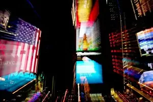 Images Dated 21st September 2003: USA, New York, New York City. Nighttime abstract of Times Square