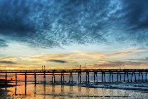 Images Dated 9th May 2012: USA, North Carolina. Sunset Beach pier at sunrise