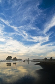 USA, Oregon, Bandon Beach. Sea stacks at twilight USA, Oregon, Bandon Beach. Sea stacks at twilight