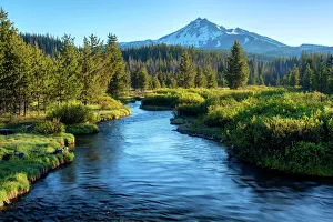 USA, Oregon. Mt. Bachelor and Deschutes River USA, Oregon. Mt. Bachelor and Deschutes River
