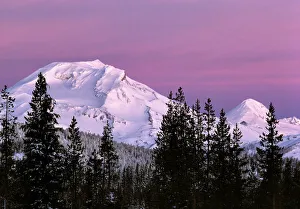 USA, Oregon, South Sister and Middle Sister. The South and Middle Sisters in the USA, Oregon, South Sister and Middle Sister. The South and Middle Sisters in the