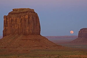 USA, Utah, Monument Valley Tribal Park. Full moon rising over Monument Valley. Credit as USA, Utah, Monument Valley Tribal Park. Full moon rising over Monument Valley. Credit as
