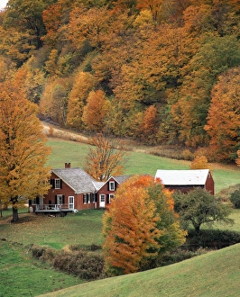 USA, Vermont, Reading, View of Jenne farm in autumn USA, Vermont, Reading, View of Jenne farm in autumn
