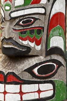 USA, Washington, Neah Bay. Makah Indian totem detail USA, Washington, Neah Bay. Makah Indian totem detail