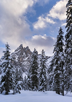 Valley Fischleintal (Val Fiscalina) in the nature park sexten dolomites in deep winter Valley Fischleintal (Val Fiscalina) in the nature park sexten dolomites in deep winter